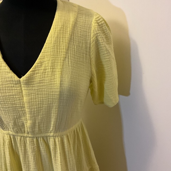 7. RDI Yellow Short Sleeve V-Neck Tiered Dress  100% Cotton Size XS - Picture 4 of 10